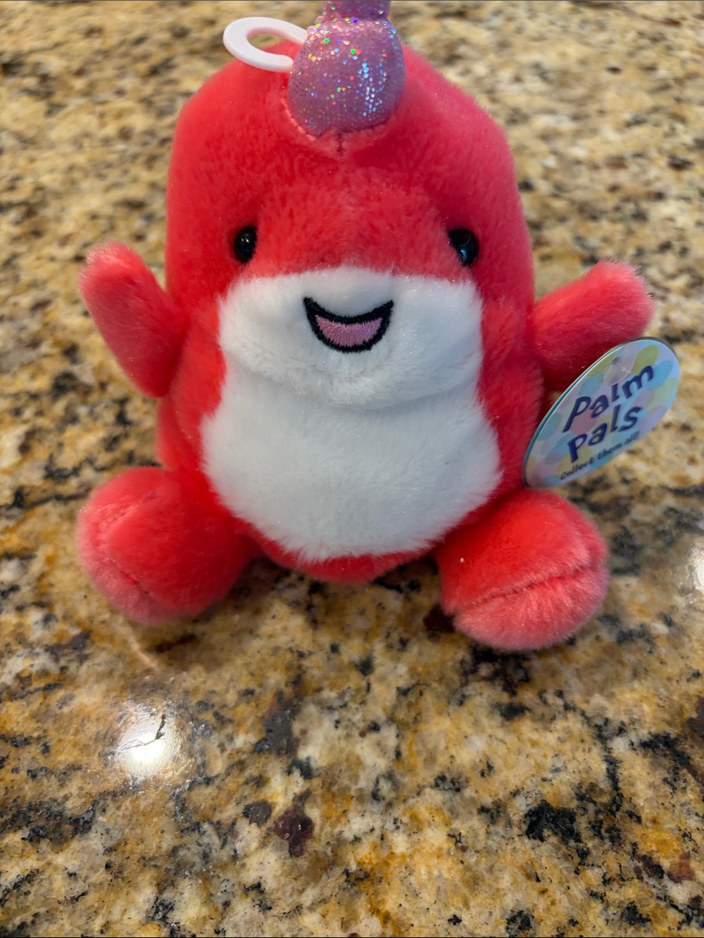 Palm Pals Red Nia Narwhal Plush Toy - Cute Small Toy